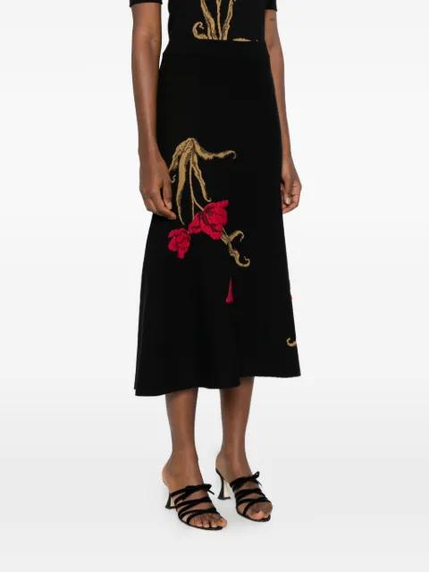 floral-motif knitted midi skirt by ERDEM