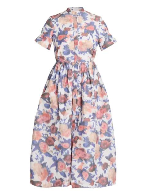 floral-print short-sleeve midi dress by ERDEM
