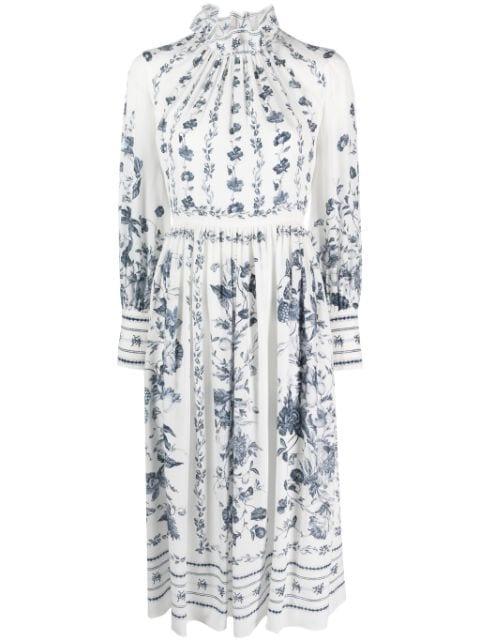 floral-print silk midi dress by ERDEM