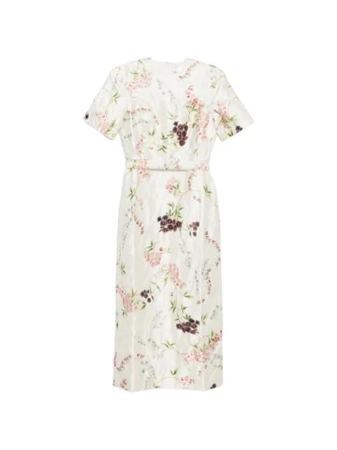 floral print textured midi dress by ERDEM