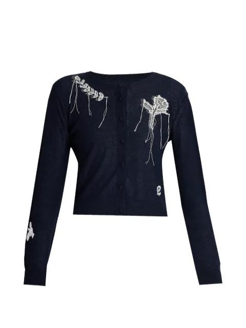 lace-appliqué fine-knit cardigan by ERDEM