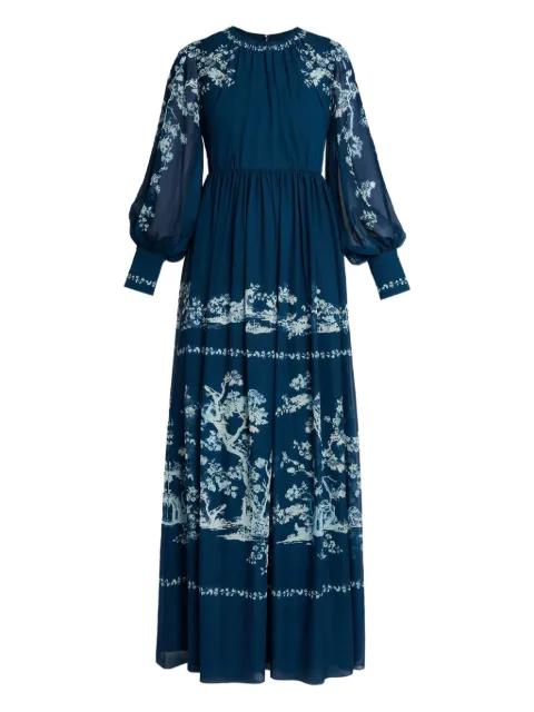 long-sleeve print gown by ERDEM