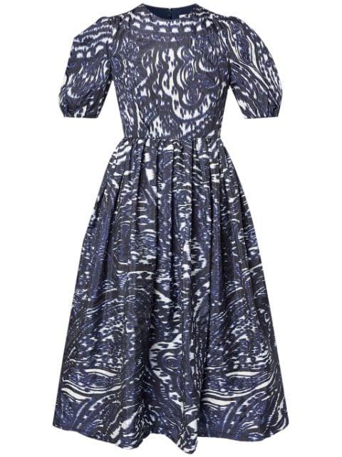 puff-sleeve midi dress by ERDEM