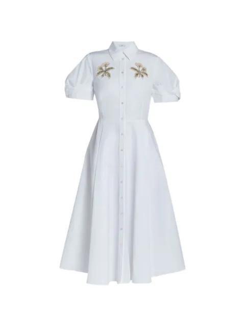 puff-sleeves embroidered midi dress by ERDEM