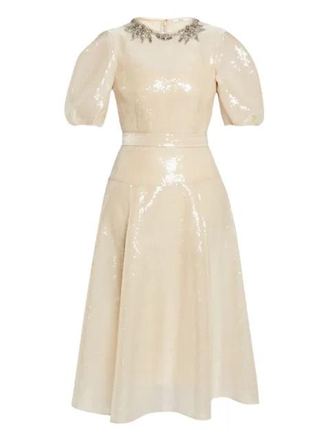 sequin-embellished short-sleeve dress by ERDEM