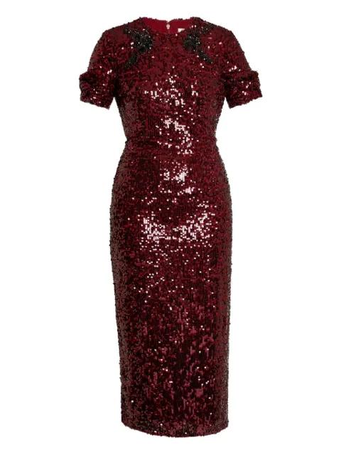 sequin-embellished short-sleeve midi dress by ERDEM