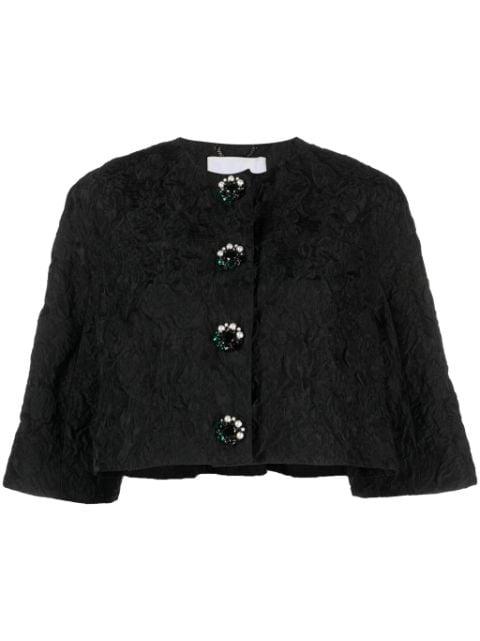 textured cropped jacket by ERDEM