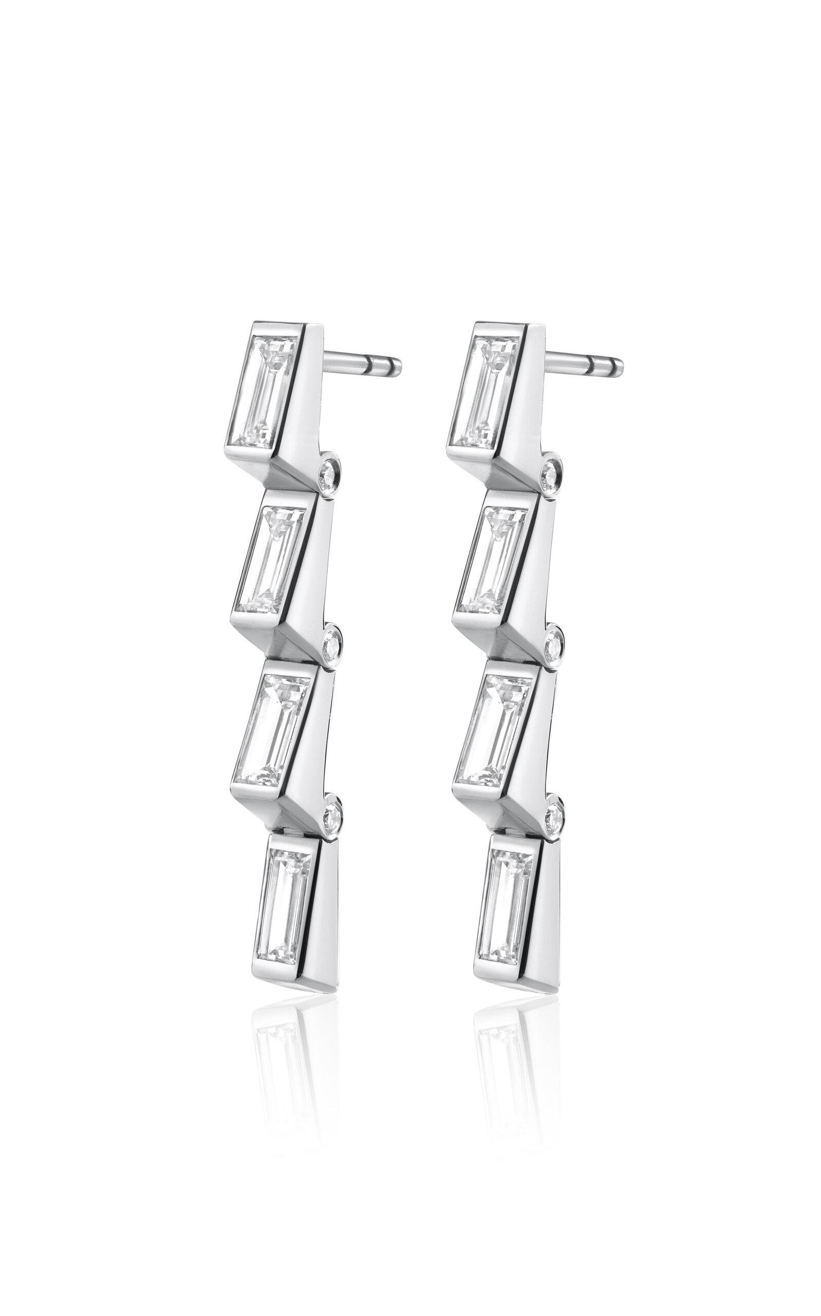 Erede - 18k White Gold Hinged Four Drop Earrings - White - OS - Only At Moda Operandi - Gifts For Her by EREDE