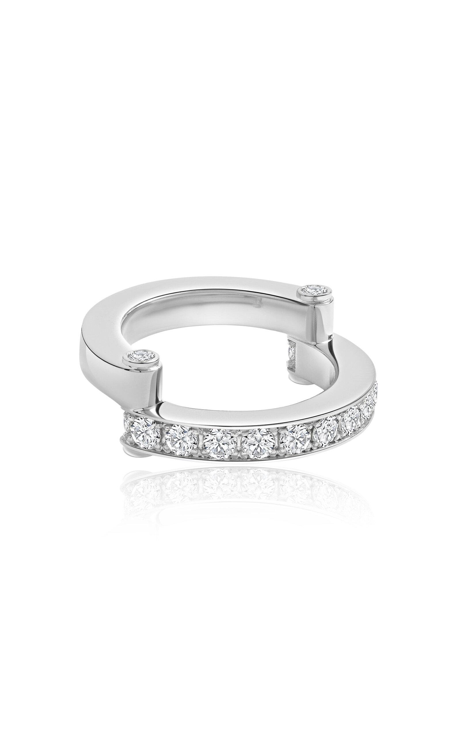 Erede - 18k White Gold Hinged Pavé Ring - Silver - US 8.5 - Only At Moda Operandi - Gifts For Her by EREDE