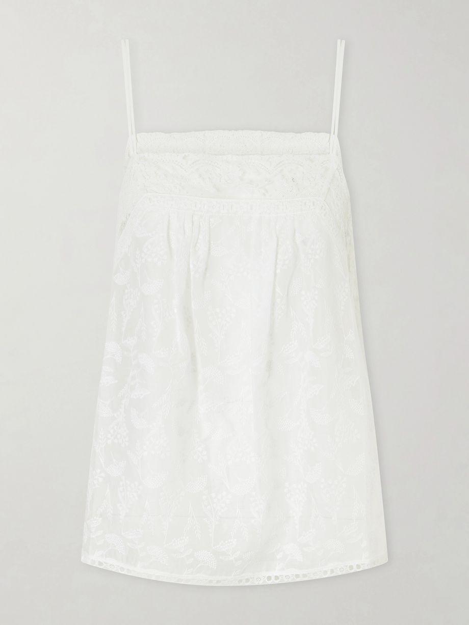 Amande embroidered lace-trimmed cotton-blend voile top by ERES