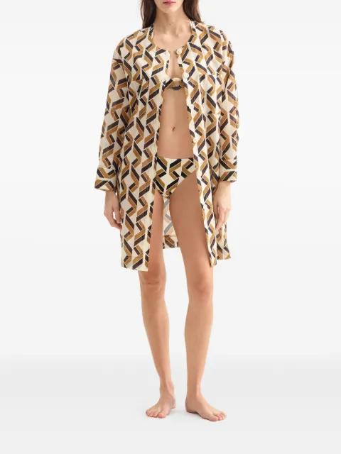 Espace logo-patch geometric-print shirt by ERES