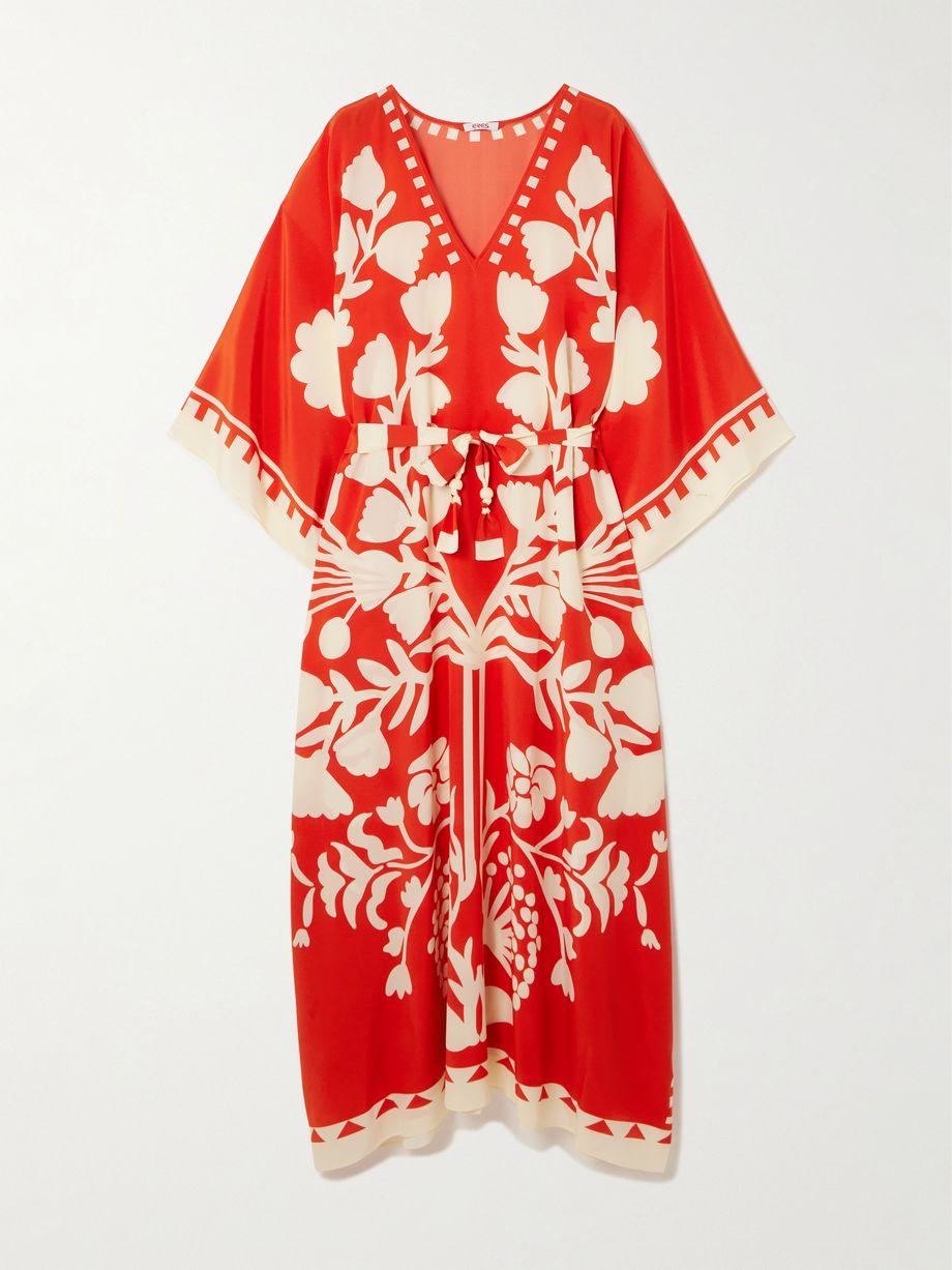 Holi belted printed silk crepe de chine cover-up by ERES
