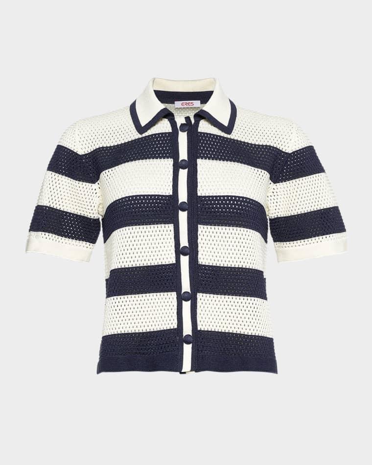 Mouette Striped Openwork Knit Top by ERES