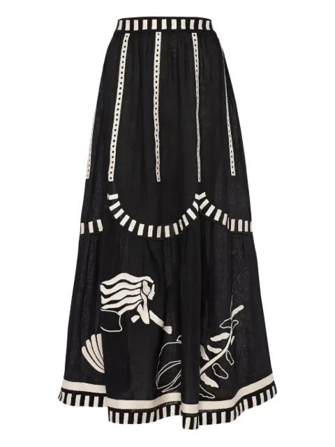 Starfish illustrated tiered maxi skirt by ERES