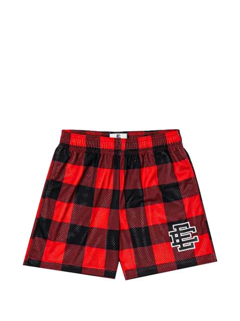 EE Buffalo logo-print plaid shorts by ERIC EMANUEL