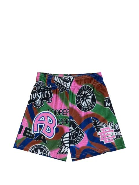 EE logo-detail multi-print shorts by ERIC EMANUEL