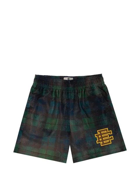 EE logo-print tartan mesh shorts by ERIC EMANUEL