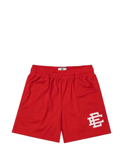logo-print mesh texture shorts by ERIC EMANUEL