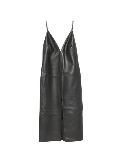 Augusta leather V-neck midi dress by ERIKA CAVALLINI