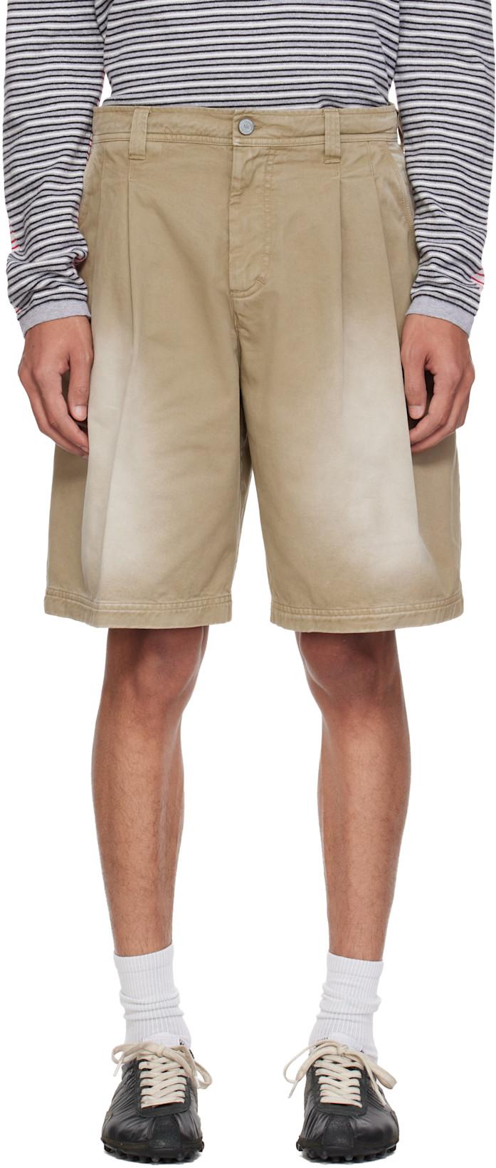 Beige Pleated Chino Woven Denim Shorts by ERL