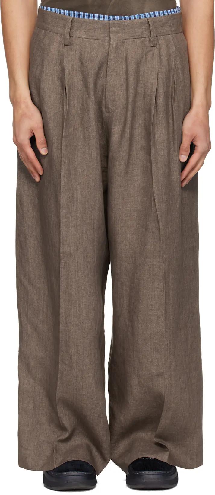 Beige Pleated Suit Trousers by ERL