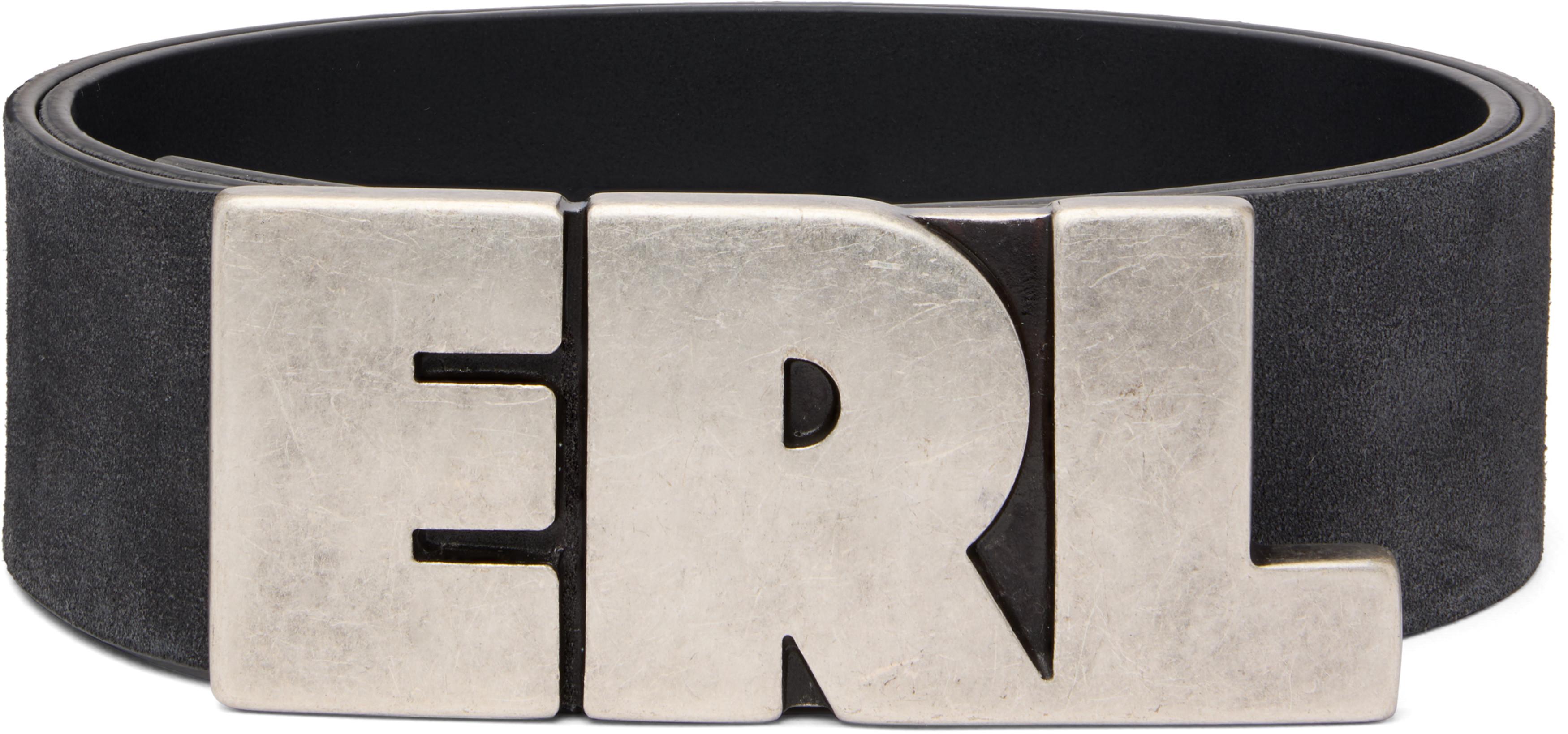 Black 'ERL' Large Suede Belt by ERL