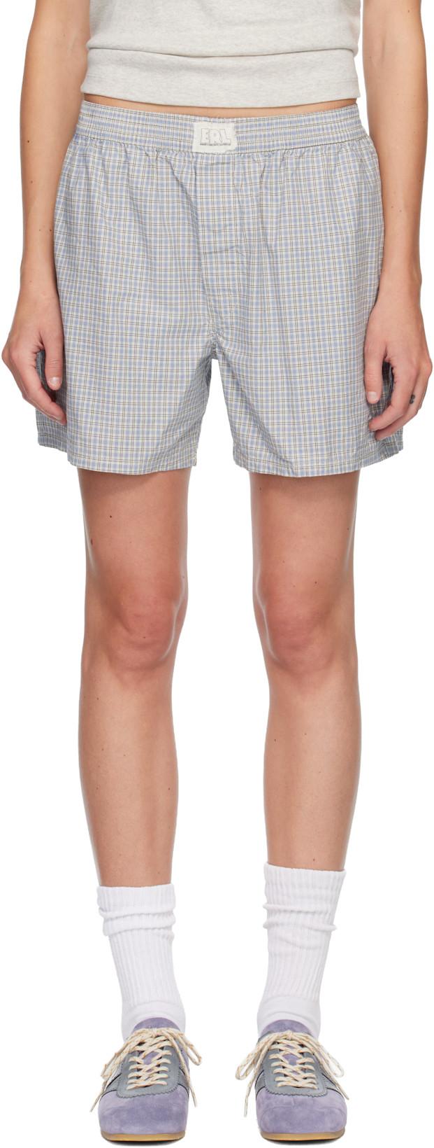 Blue Light Check Boxer Boy Shorts by ERL