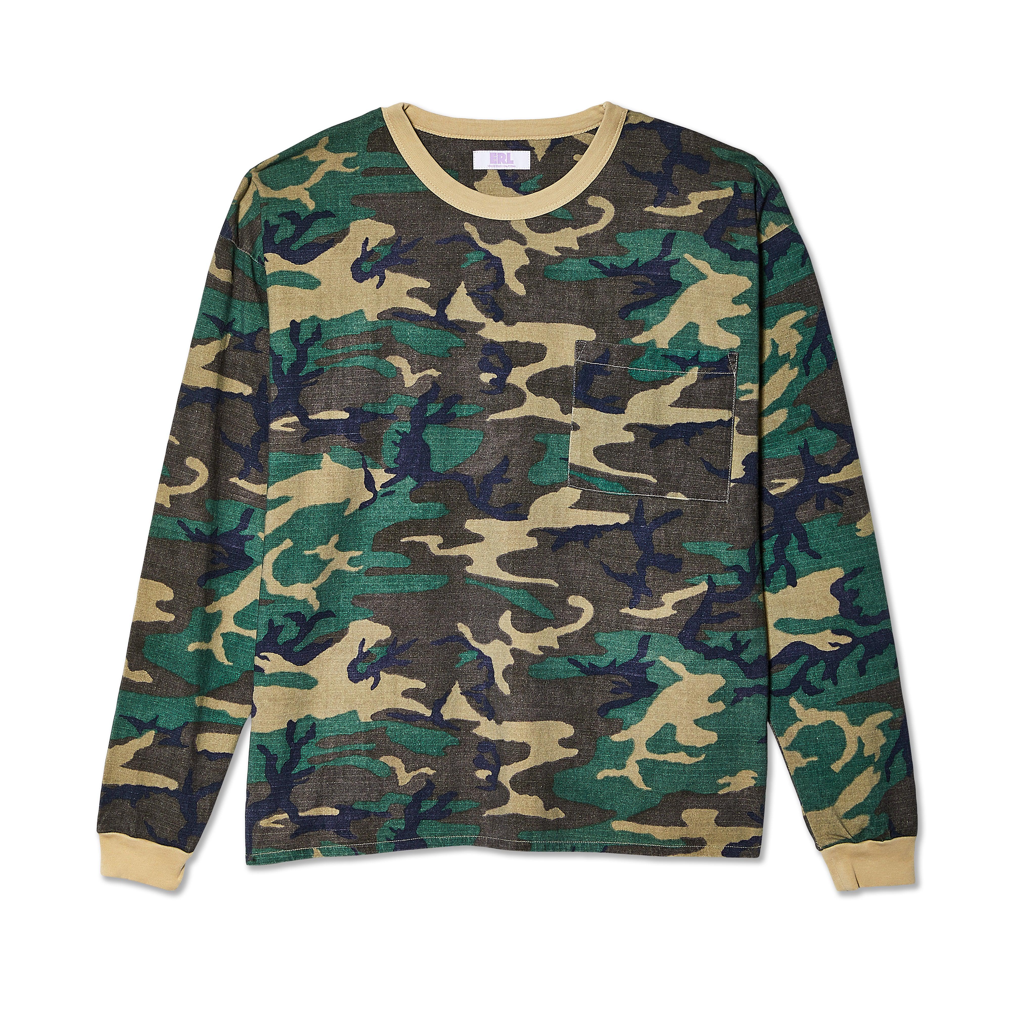 ERL: Green Camouflage Long Sleeve T-Shirt