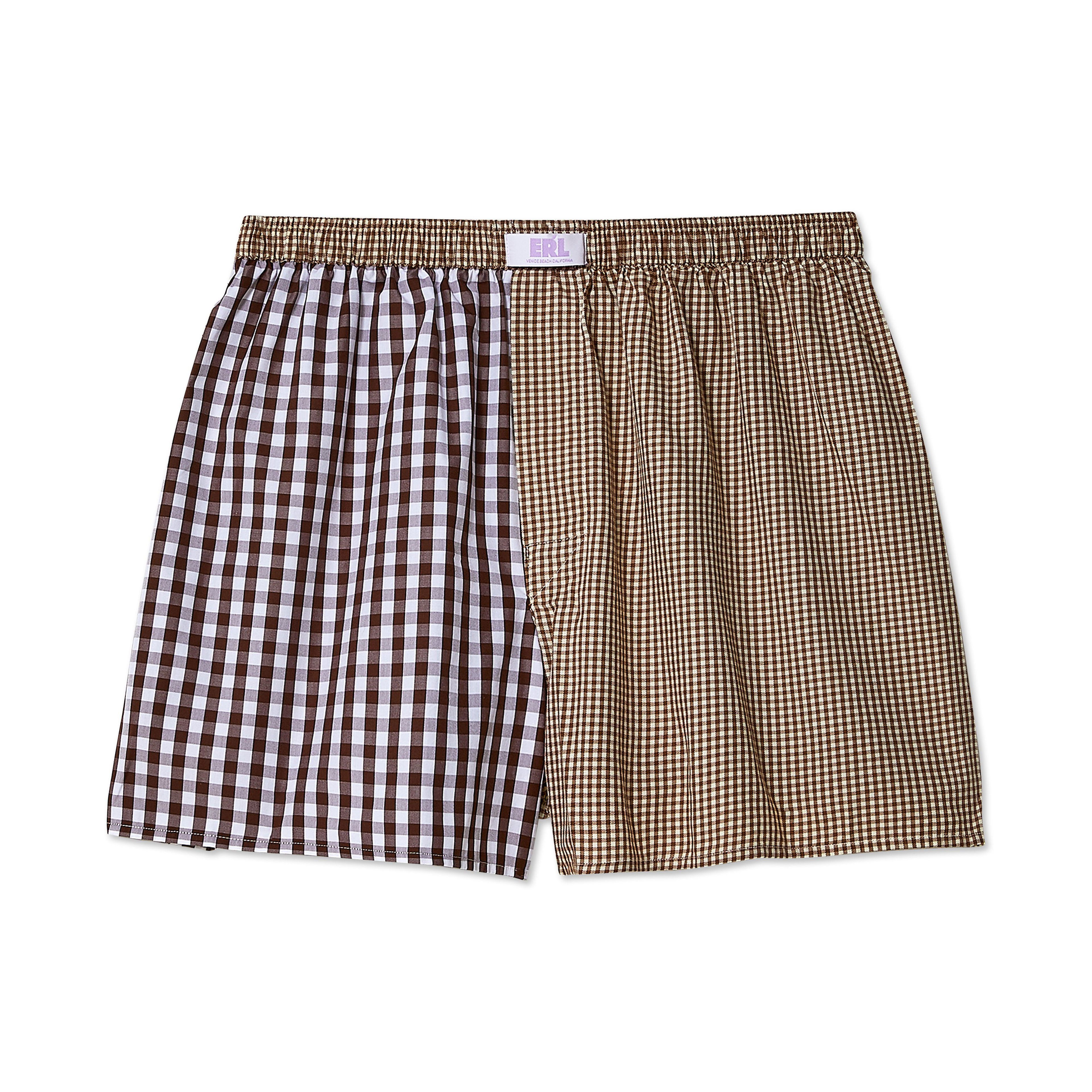 ERL Unisex Check Underwear Woven (Brown) by ERL