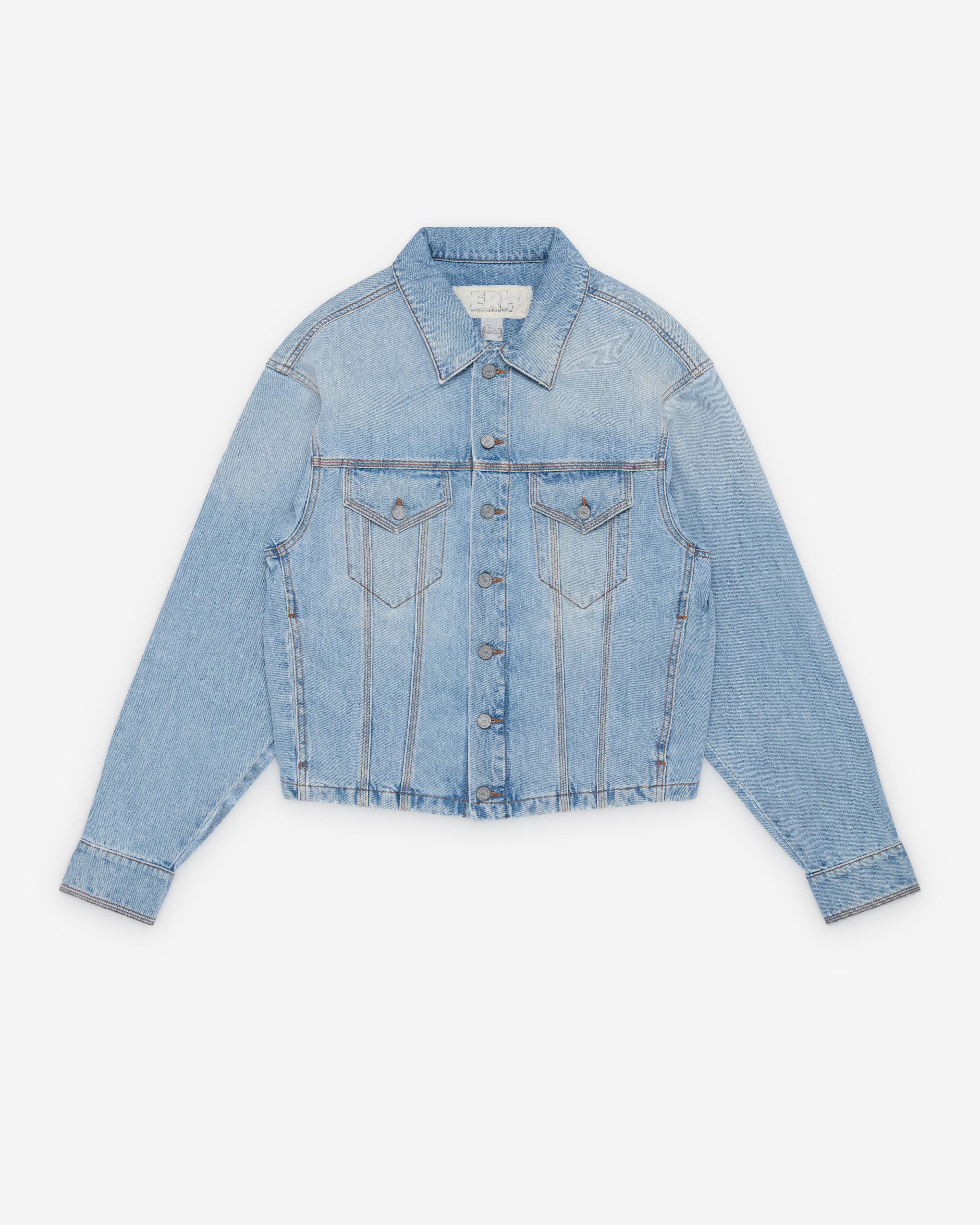 Erl - Men's Blue Denim Jacket Woven - (Blue) by ERL