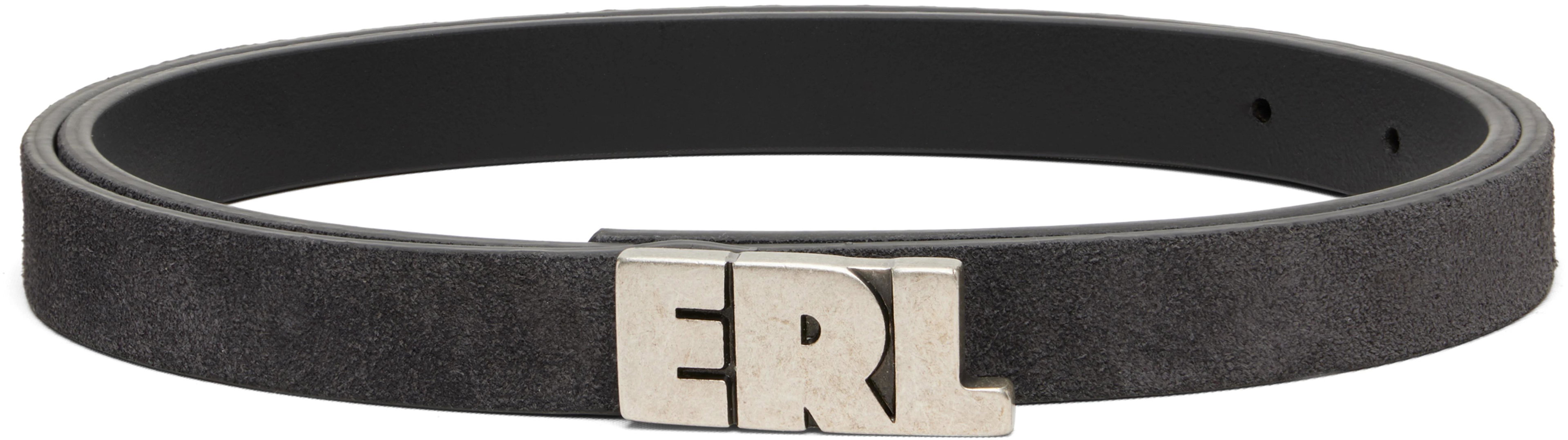 Gray 'ERL' Leather Belt by ERL