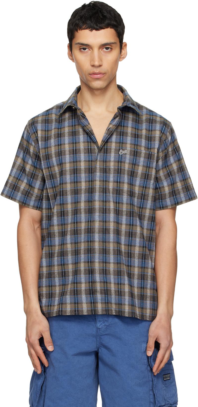 Gray & Blue Check Short Sleeve Shirt by ERL