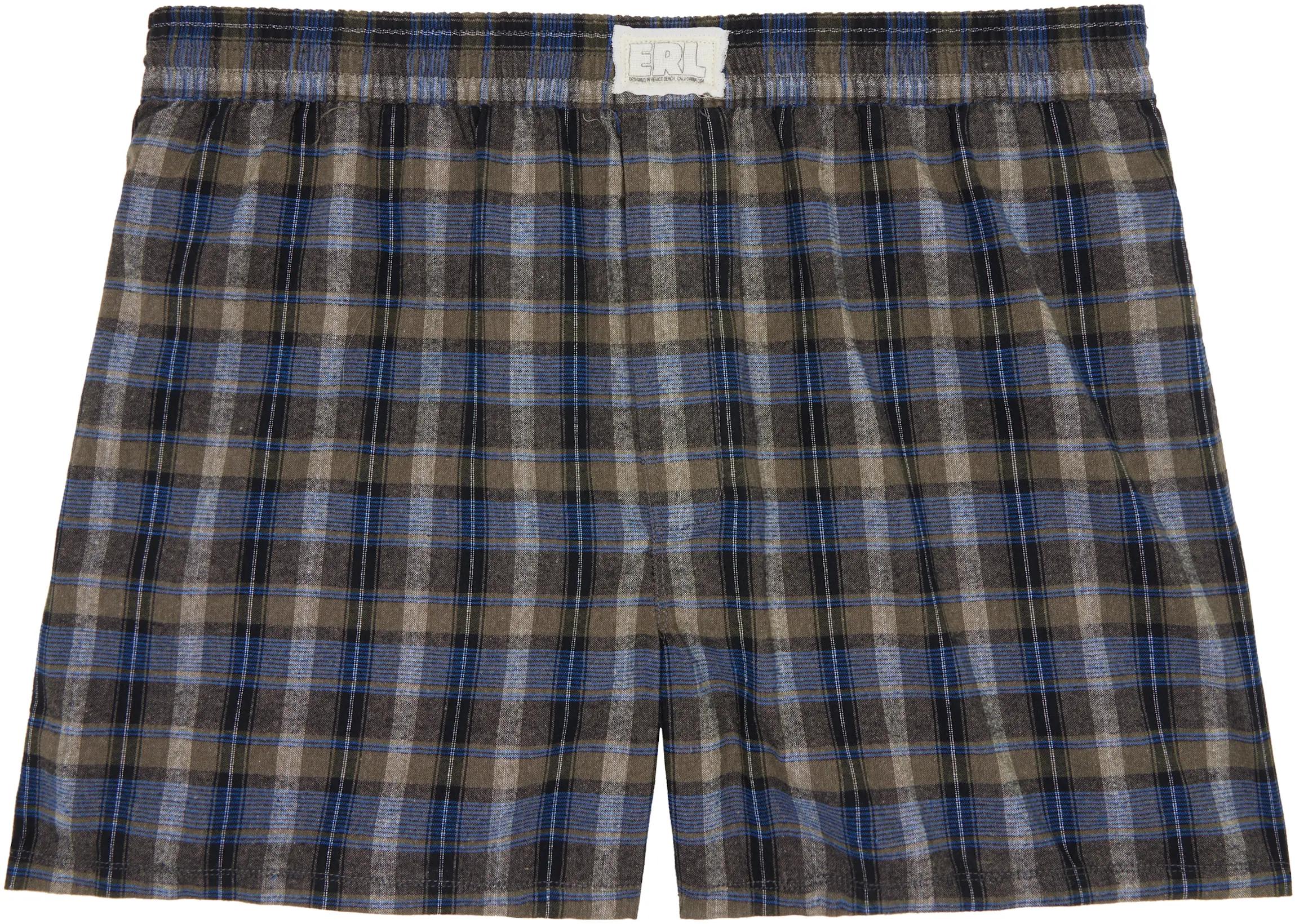 Gray & Navy Plaid Boxer Shorts by ERL
