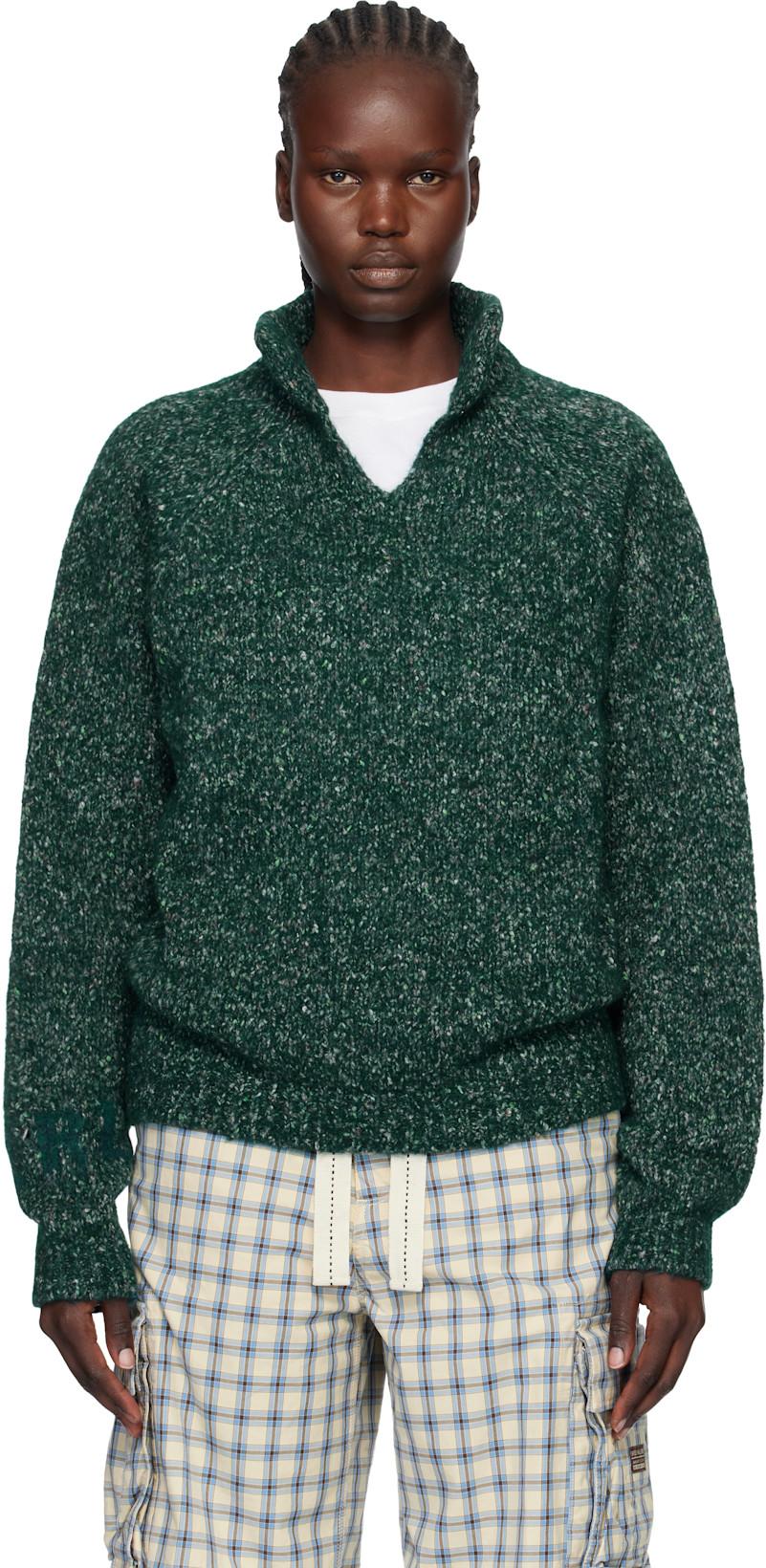 Green Slit Neck Alpaca Polo by ERL