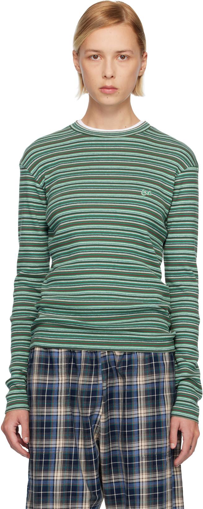 Green Striped Long Sleeved T-shirt by ERL