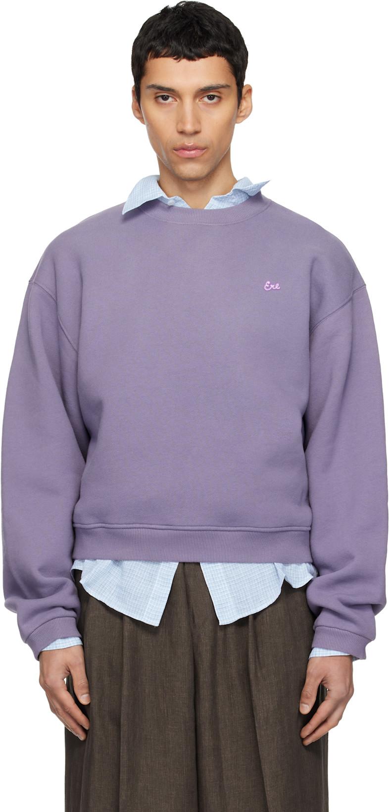 Purple Script Crewneck Sweater by ERL