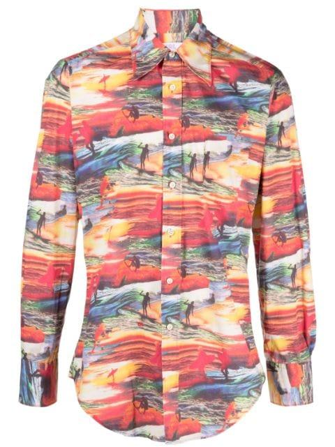 Sunset-print cotton shirt by ERL