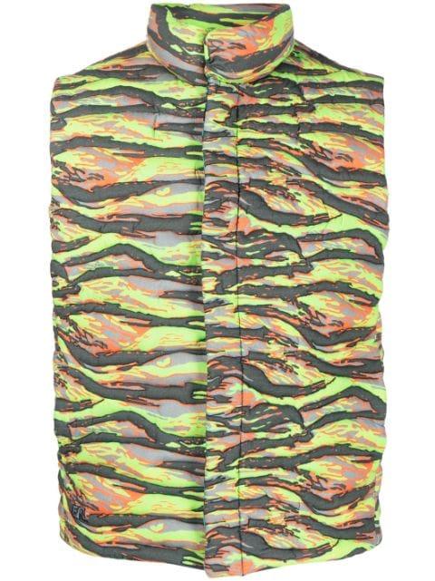 camouflage-print quilted puffer gilet by ERL