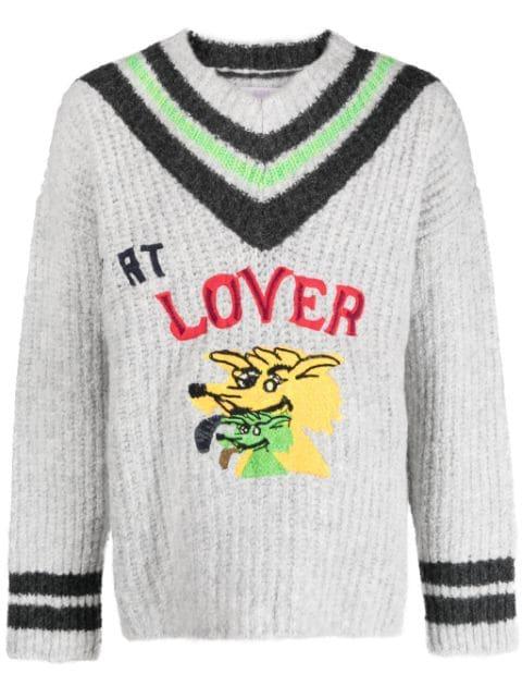 embroidered V-neck jumper by ERL