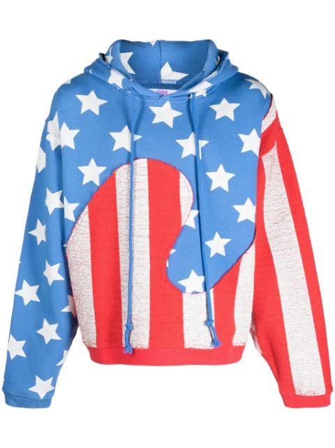 flag-print cotton hoodie by ERL