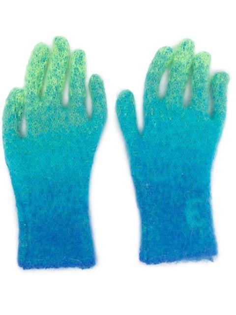 logo-intarsia gradient knitted gloves by ERL