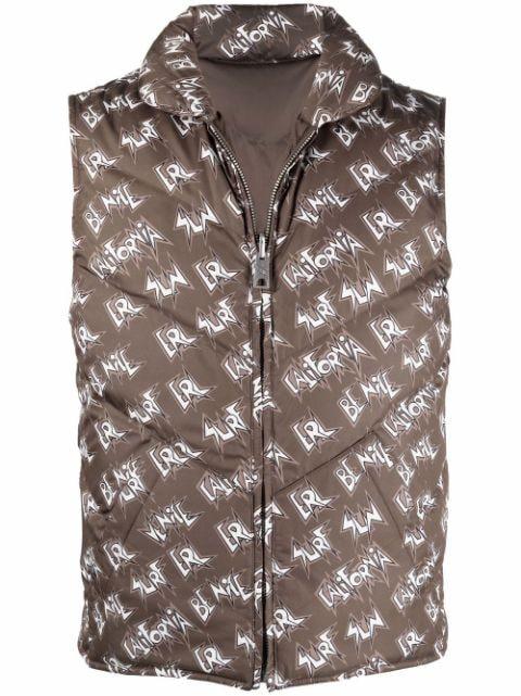logo-print padded gilet by ERL