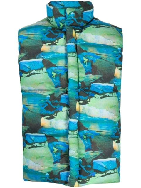 printed quilted puffer gilet by ERL