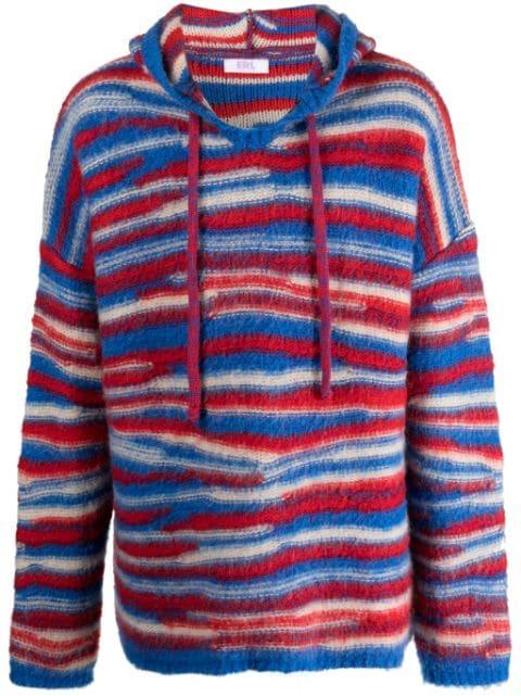 striped intarsia-knit hoodie by ERL