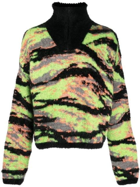 tiger-print knit jumper by ERL