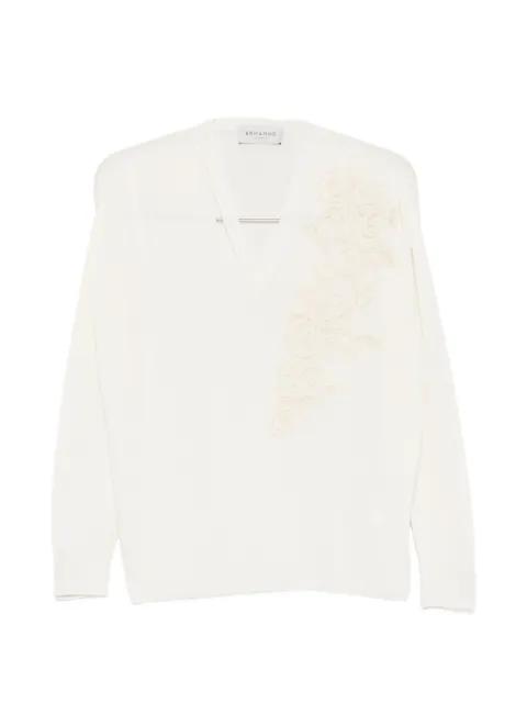 appliqué V-neck sweater by ERMANNO FIRENZE