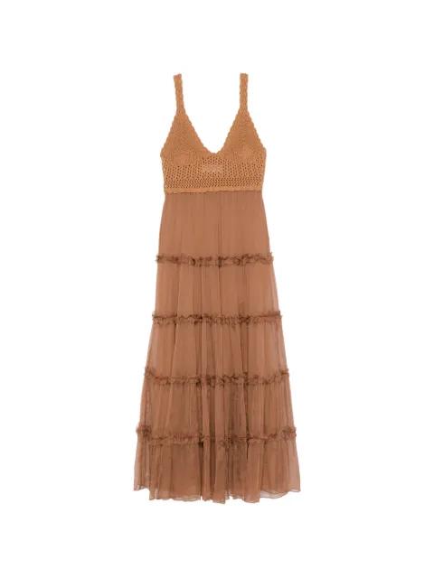 crochet ruffled maxi dress by ERMANNO FIRENZE
