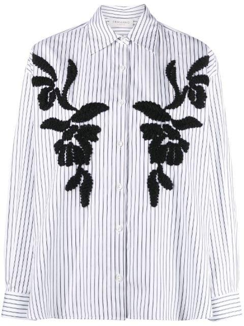 floral-embroidered striped shirt by ERMANNO FIRENZE