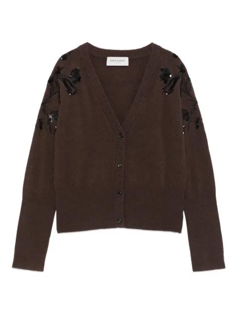 floral-embroidered wool cardigan by ERMANNO FIRENZE
