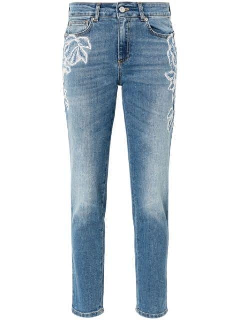 floral-embroidery skinny jeans by ERMANNO FIRENZE